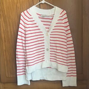 Christopher & Banks Red and White Striped Cardigan